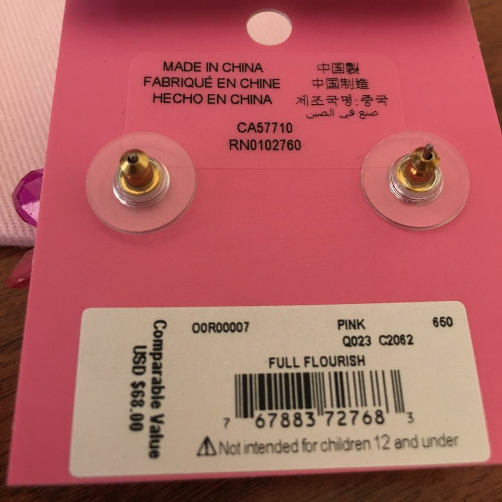kate spade full flourish flower studs - pink - NWT - Picture 3 of 5